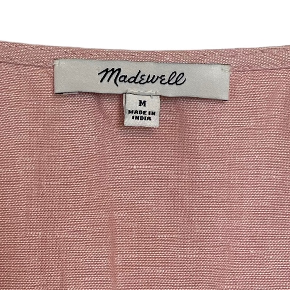 Madewell Alexandra Button Front Linen Blend Babydoll Midi Dress Size M - Picture 3 of 5